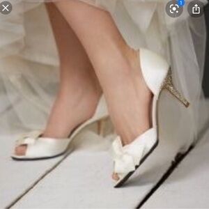 Kate Spade Ivory Satin Heels w/Bow